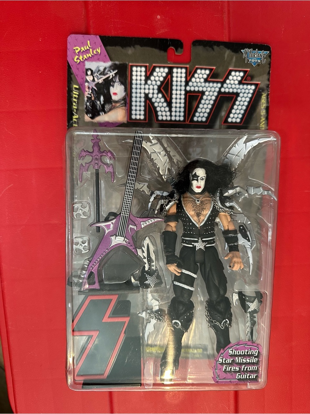 KISS Paul Stanley Action Figure - Black & Purple with Guitar